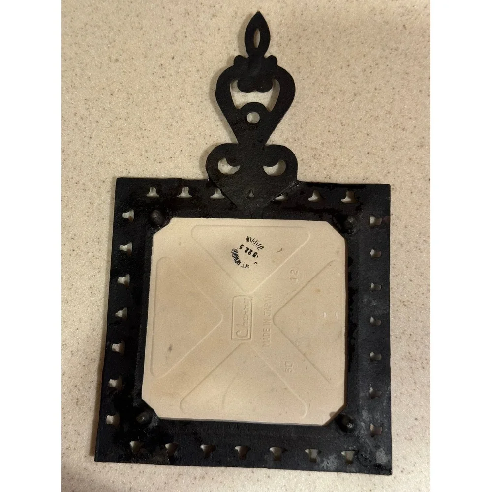Holt Howard Cast Iron Rooster Ceramic Tile Footed Trivet 9.5